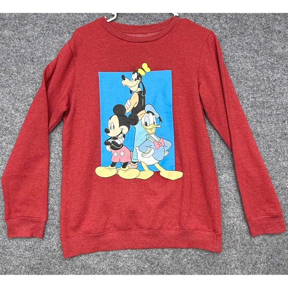 Disney Mickey and Friends Kids XL‎ Red Heather Graphic Sweatshirt Mickey Donald